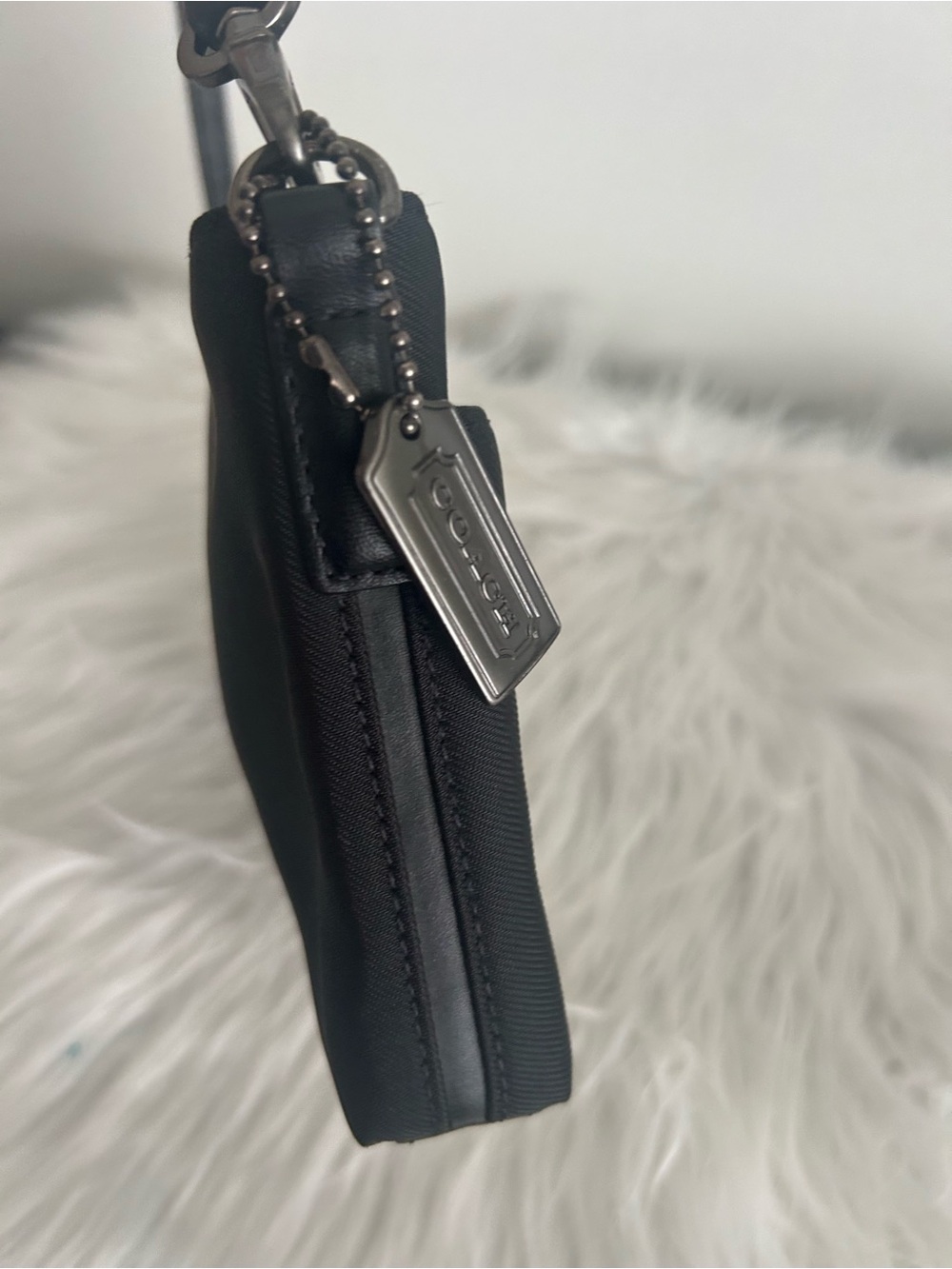 Coach Black Nylon Baguette Shoulder Bag Y2K Mini Zip Top Purse - Picture 10 of 16